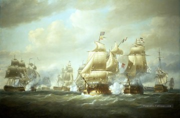 Navire de guerre œuvres - Action de Nicholas Pocock Duckworth au large de San Domingo 6 février 1806 Batailles navales